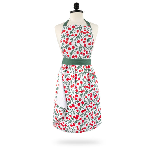 MU KITCHEN APRON & TOWEL-CHERRY PIT