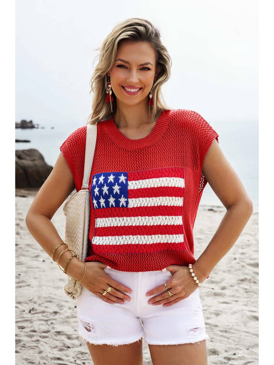 LITTLE DAISY CLOSET-4TH OF JULY FLAG SWEATER