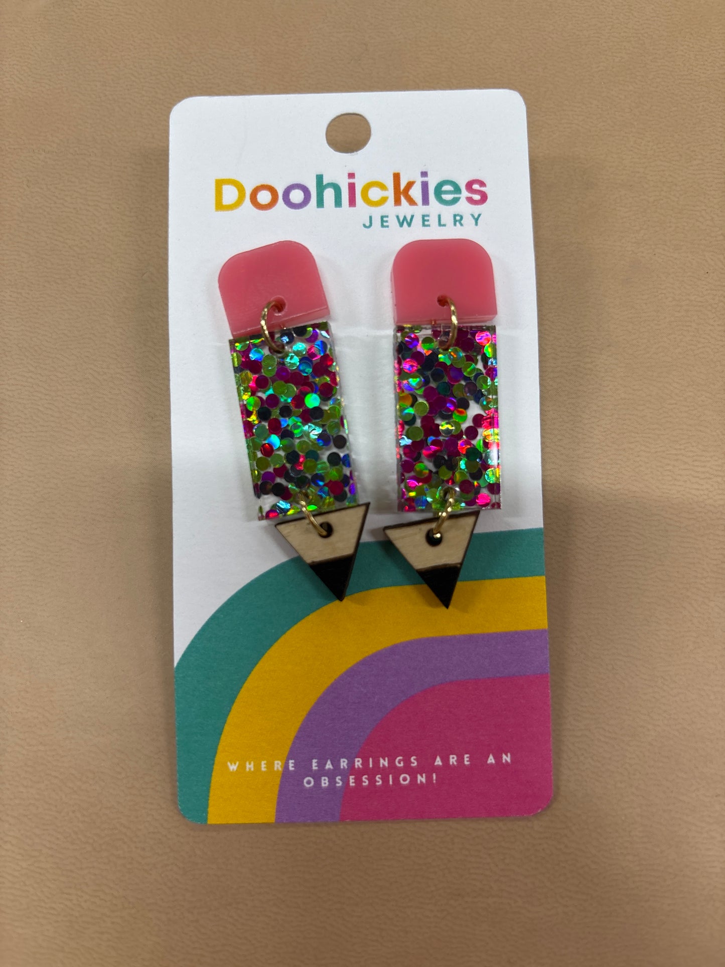 DOOHICKIES- 2" LIL PENCIL DANGLES-BOOK FAIR CONFETTI