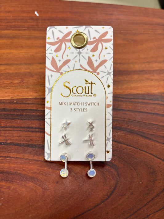 SCOUT STUD TRIO EAR JACKET-OPALIE-SILVER