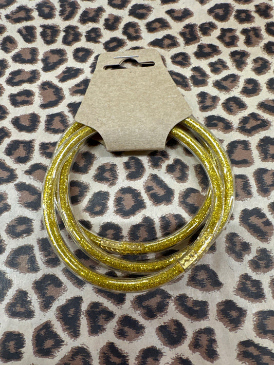 SET OF 3 GOLD GLITTER BRACELETS