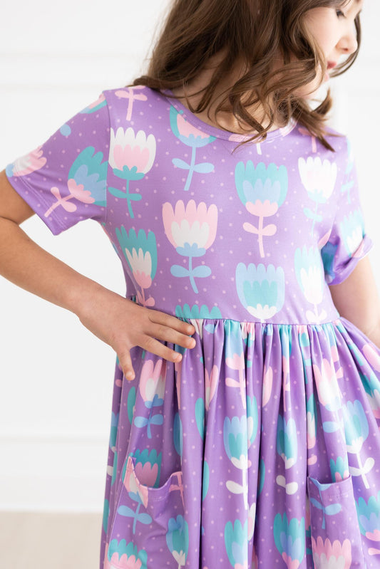 MILA & ROSE  SS TWIRL DRESS-TOO COOL TULIPS