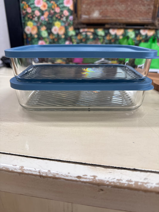 MODULAR GLASS FOOD CONTAINER-SET OF 2-40.6 OZ