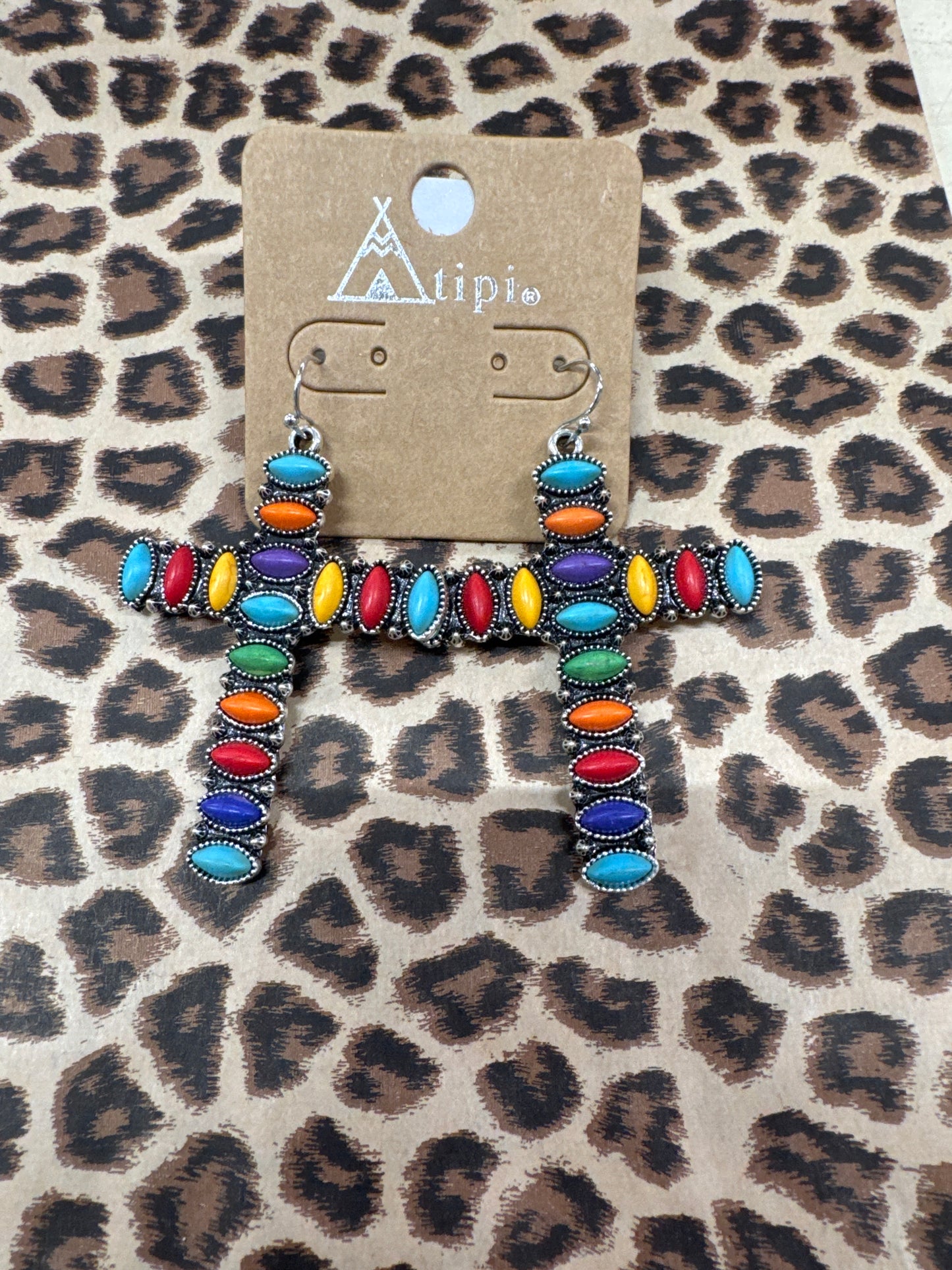TIPI MULTI COLORED CROSS EARRINGS