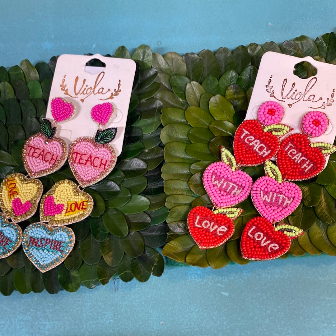 VIOLA TEACH W/LOVE EARRINGS