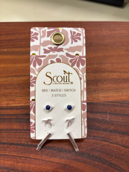 SCOUT STUD TRIO EAR JACKET-LAPIS-SILVER