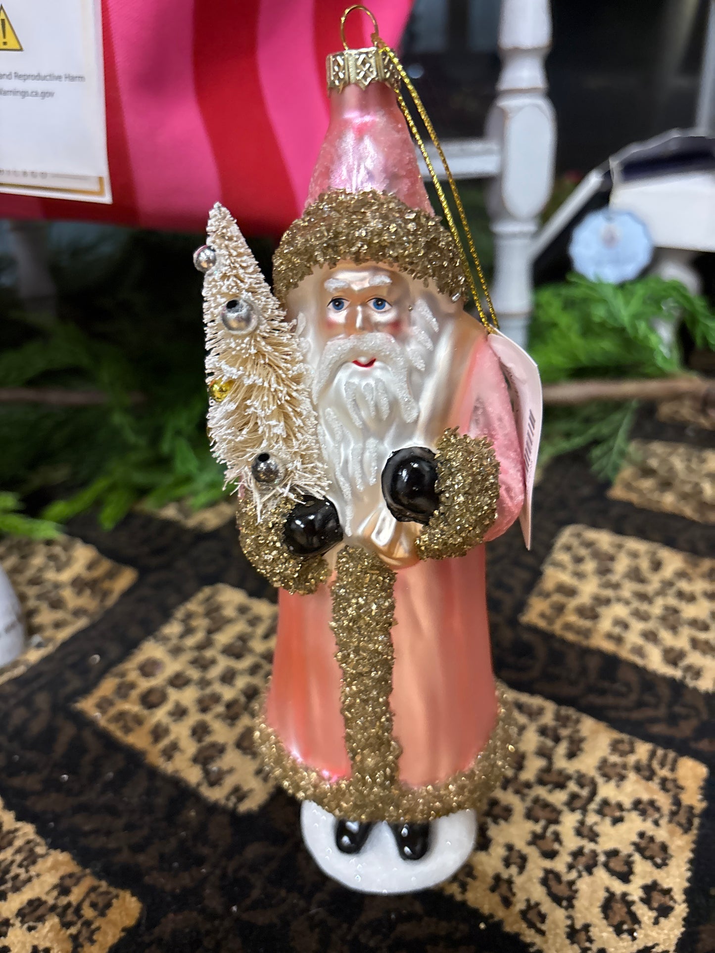 9" SANTA ORNAMENT W/TREE