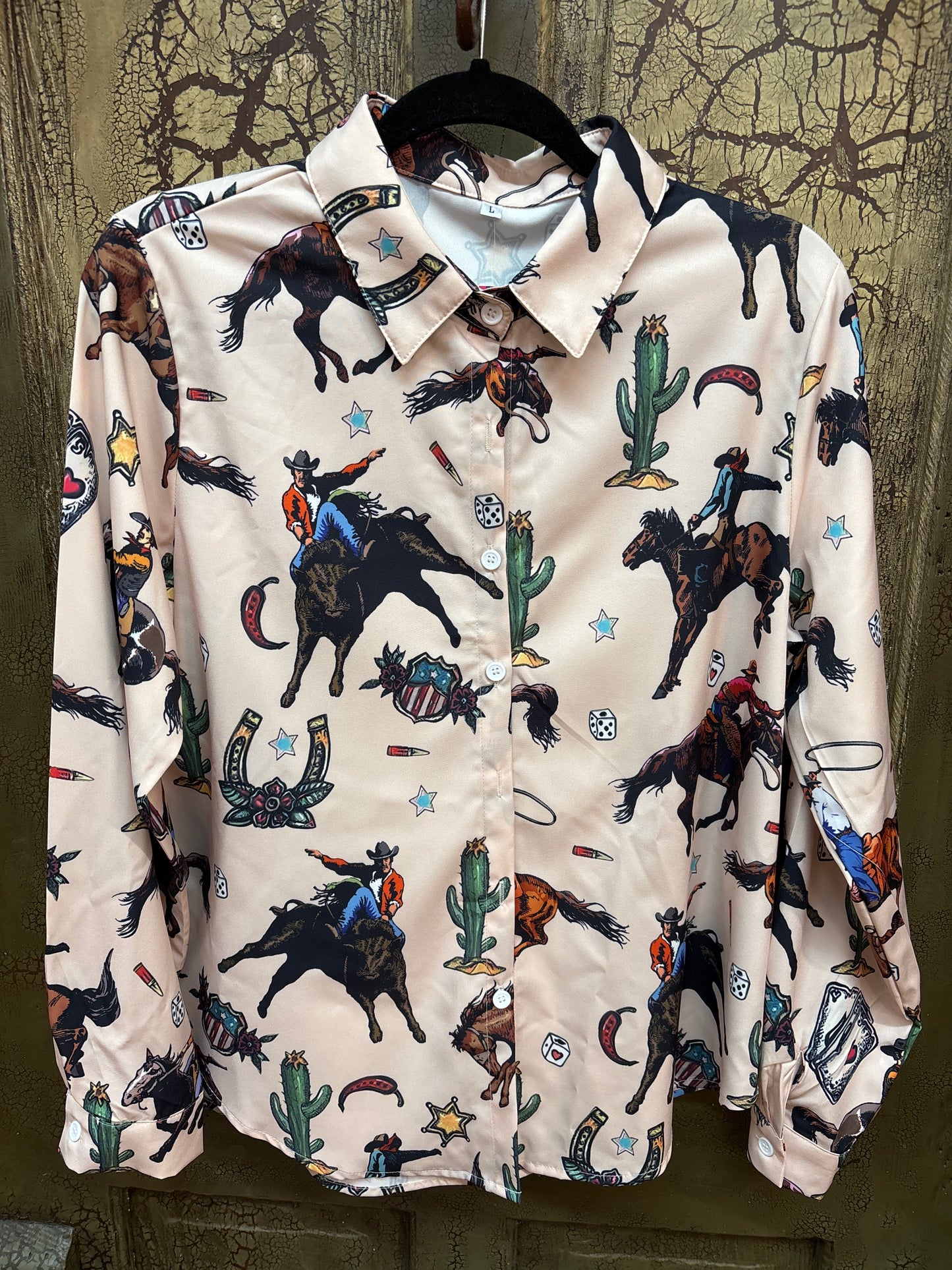L/S WESTERN TOP-CREAM-LARGE