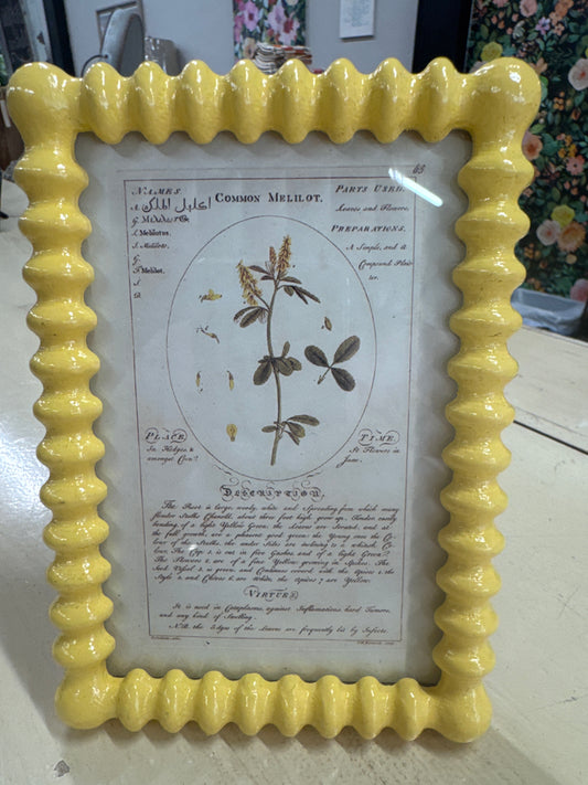 VINTAGE FRAME W/REPRODUCTIVE IMAGE -YELLOW
