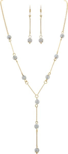 RAIN CRYSTAL BEAD LINK NECKLACE-GOLD