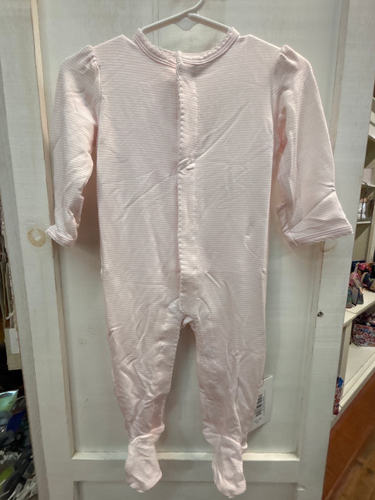 BEI BEI  PRINCESS SLEEVE SNAP ROMPER-STRIPE PINK