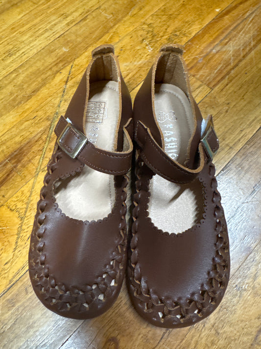 CHILD BROWN LEATHER MARY JANE SHOES