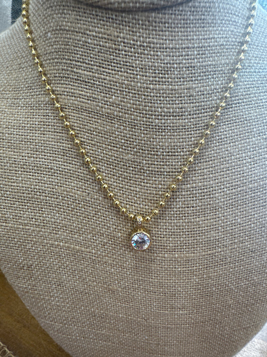 SPLENDID IRIS NECKLACE BOLD  PENDANT W/PAVE SLIDE-GOLD