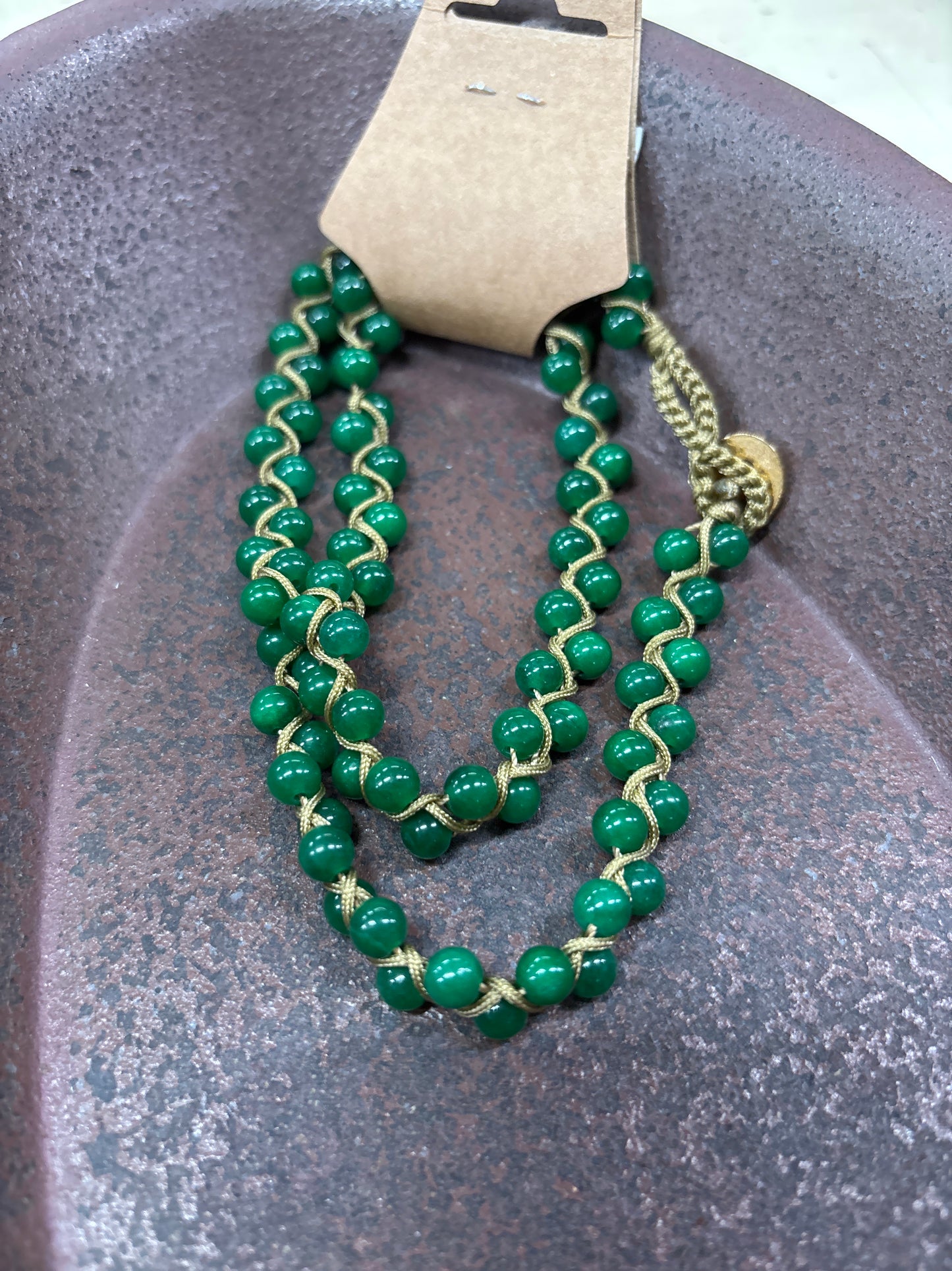 GREEN/BROWN NECKLACE/BRACELET