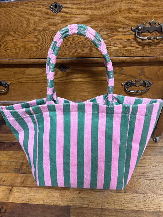 GREEN / PINK STRIPE BAG