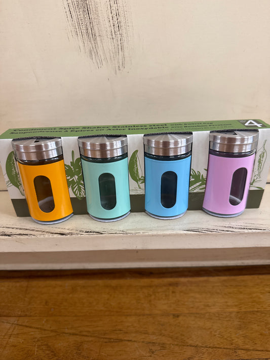 SS CONDIMENT SHAKERS SET OF 4- 3 OZ