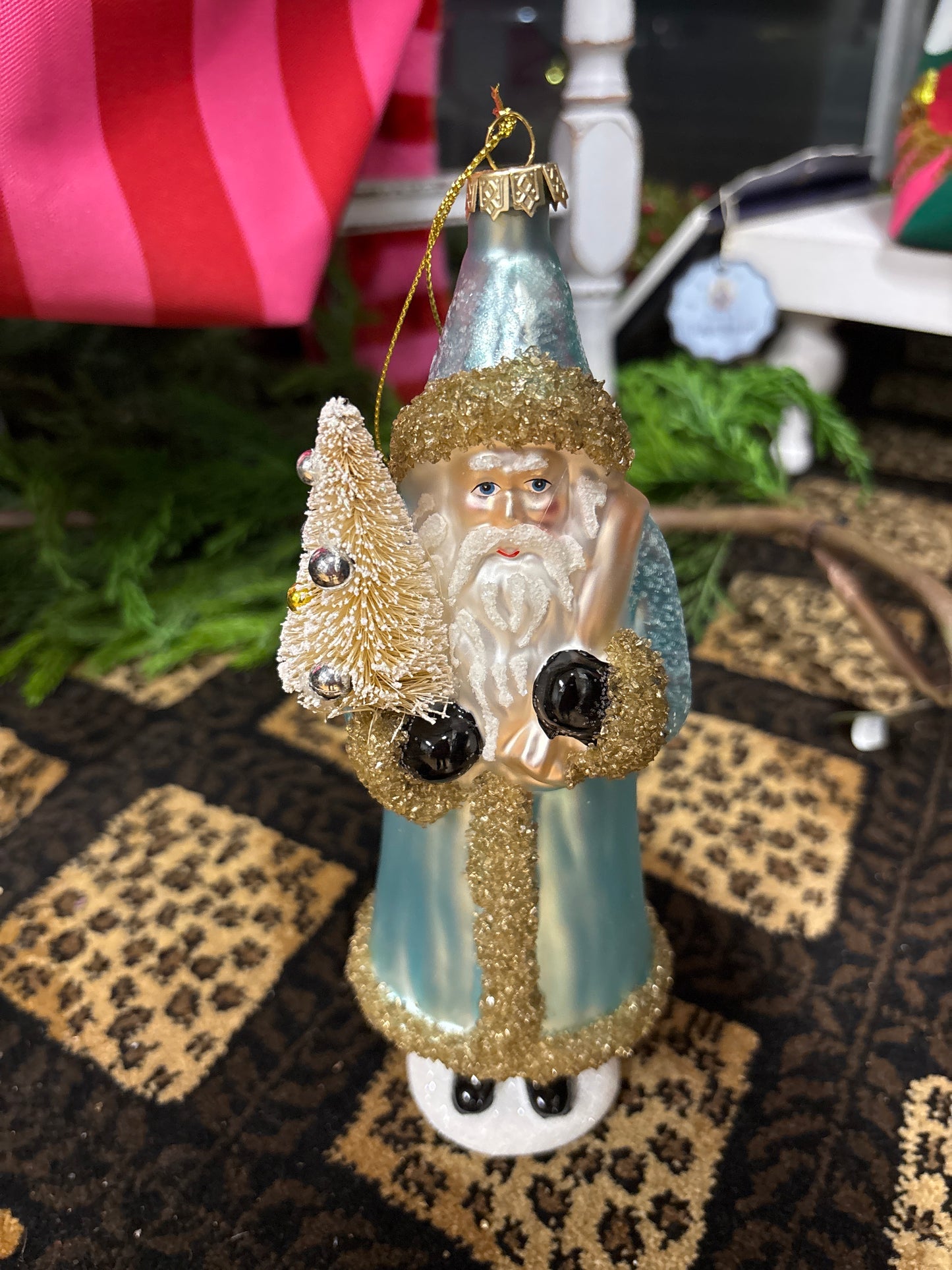 9" SANTA ORNAMENT W/TREE