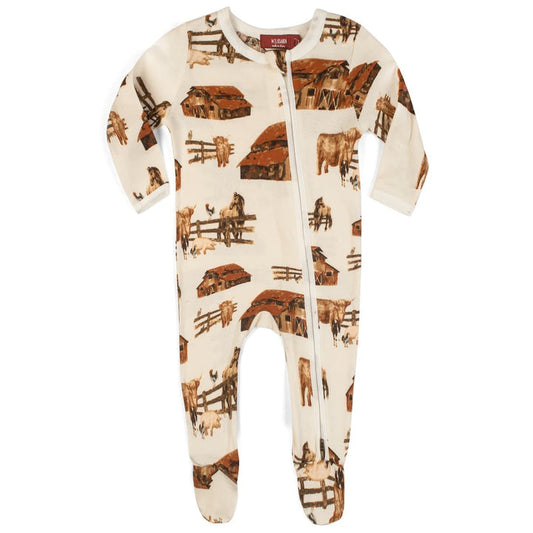 MILKBARN ORGANIC ZIP FOOTIE-HOMESTEAD