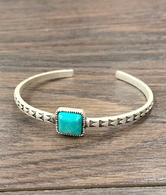ISAC TURQ CUFF BRACELET-SQUARE STONE