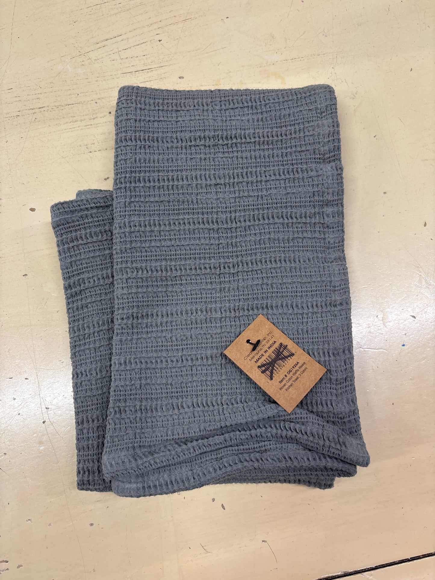 WOVEN COTTON WEAVE TEA TOWEL-SLATE