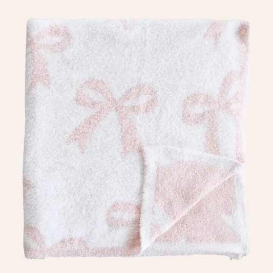CADEN LANE-LUXE BLANKET- PINK BOWS
