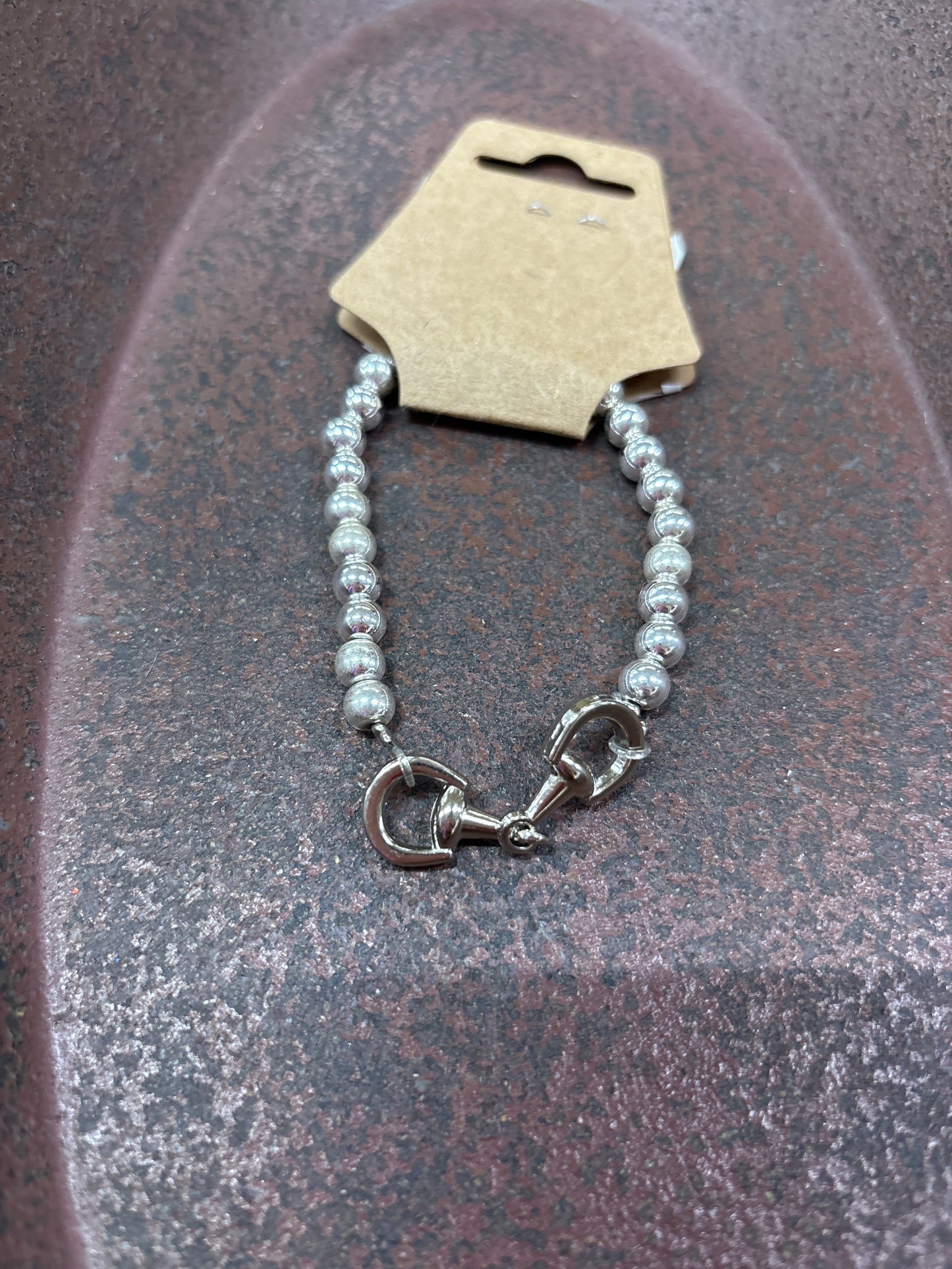 SILVER BEAD LINK STRETCH BRACELET