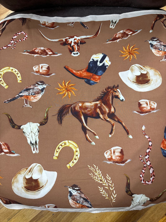 WESTERN SCARF-BROWN SMALL SQUARE