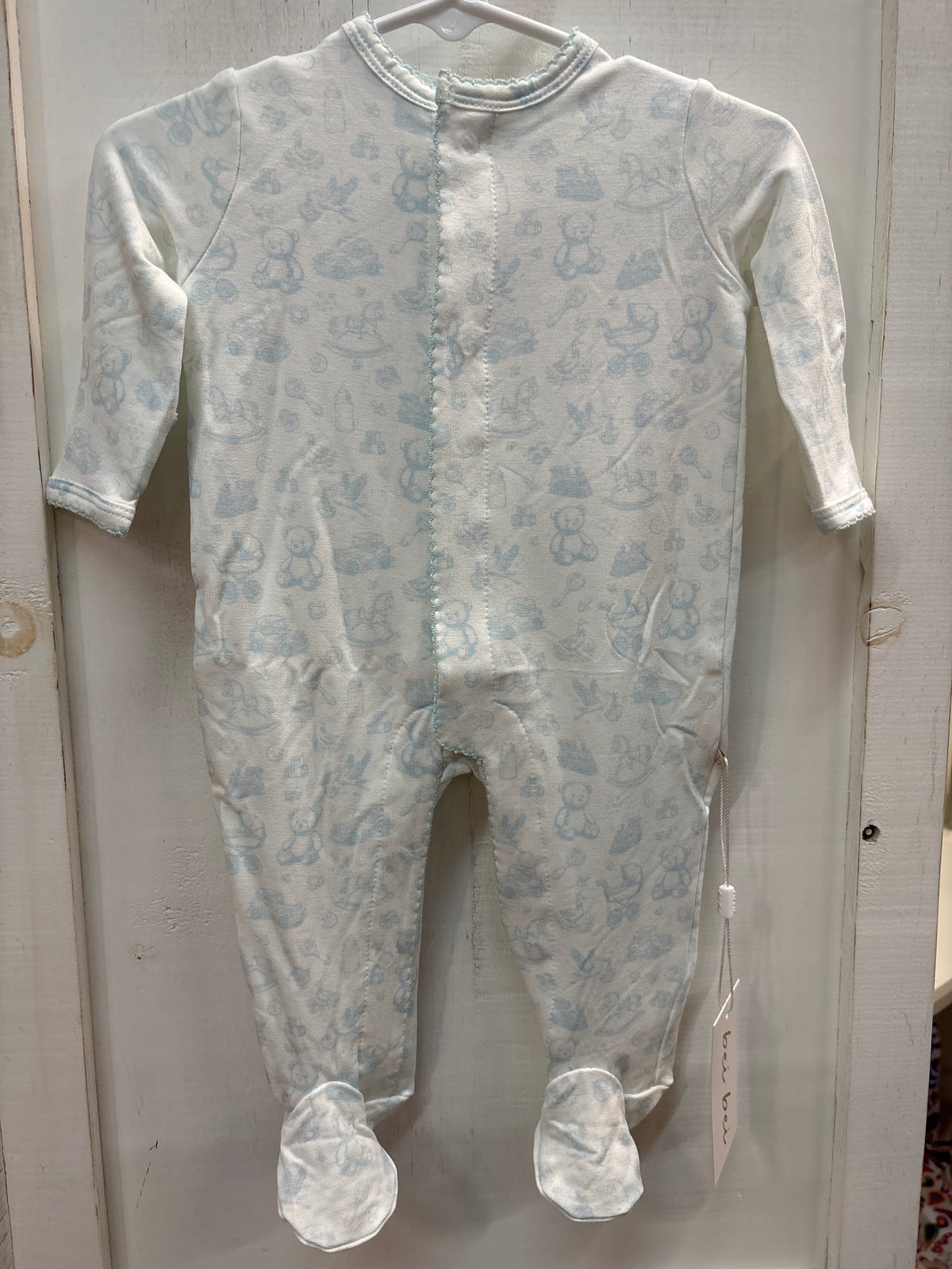 BEI BEI SNAP ROMPER- NURSERY TOILE BLUE 0-3