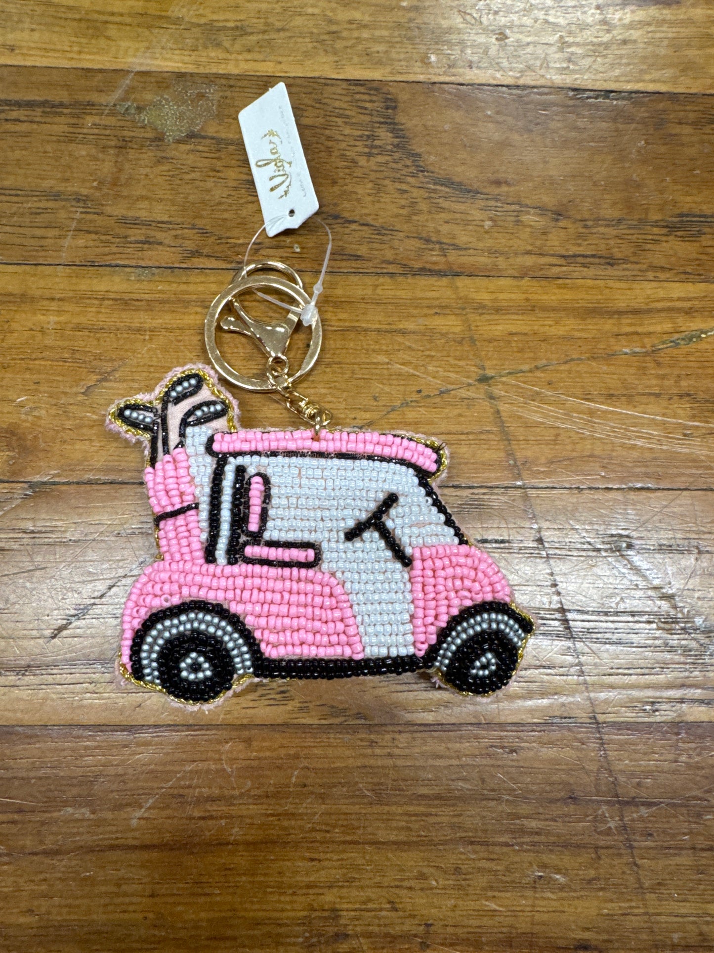 PUFF KEY RING-PINK GOLF CART