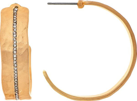 RAIN-MATTE G CRYSTAL STRIPE HOOP- GOLD