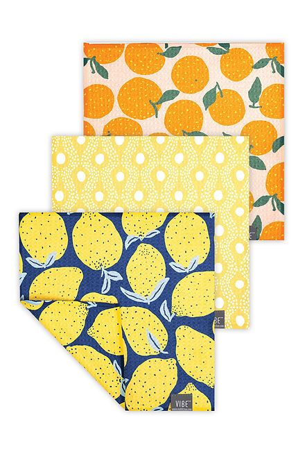 MU KITCHEN VIBE DISH CLOTH SET OF 3 -CITRUS