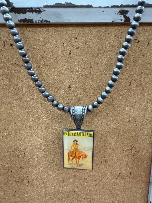 8" SILVER BEADED W/SQUARE CHARM