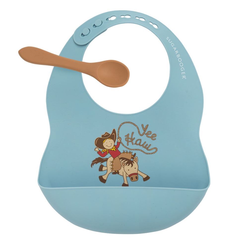 ORE-FRESH & MESSY BIB+SPOON SET YEE HAW