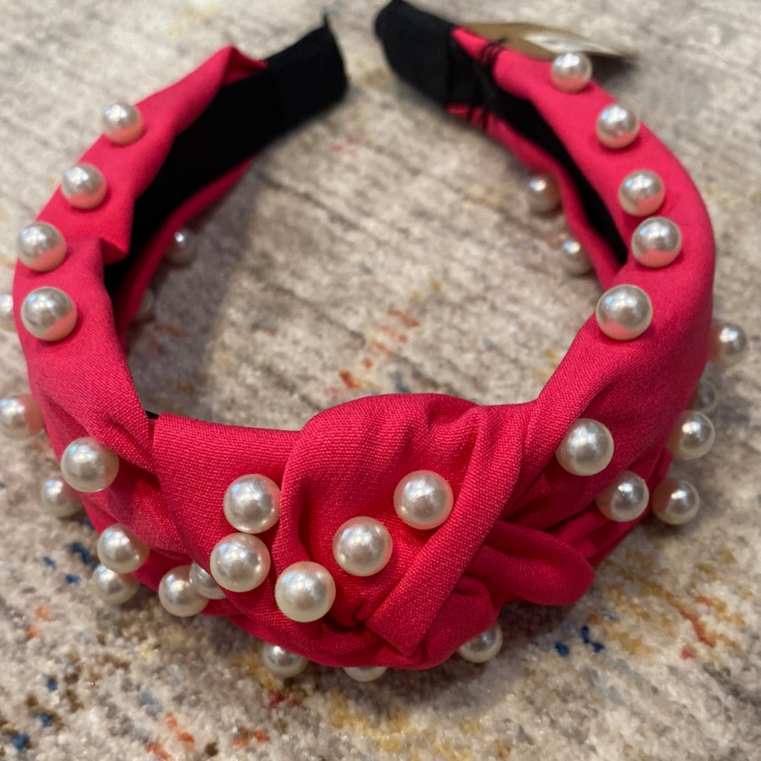 SATIN HEADBAND W/PEARLS