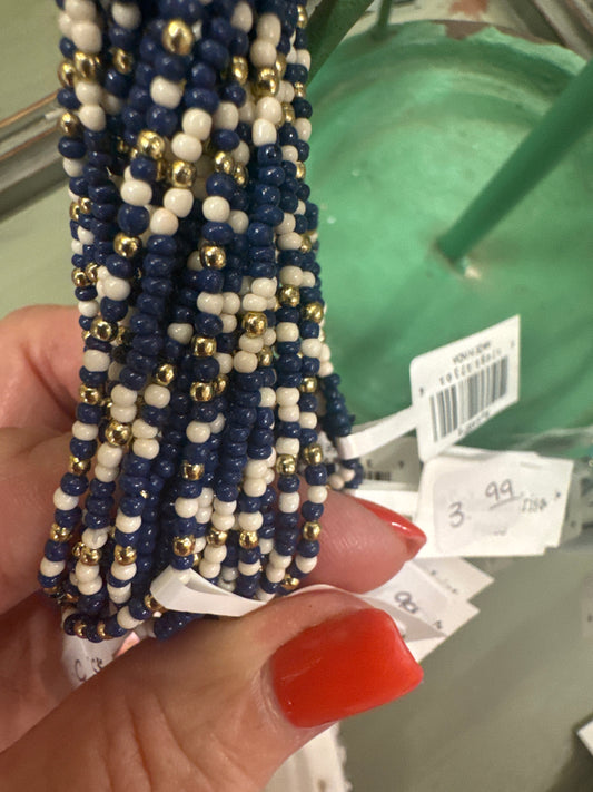 SPLENDID IRIS-2MM STRETCH NAVY/WHITE/GOLD BRACELET
