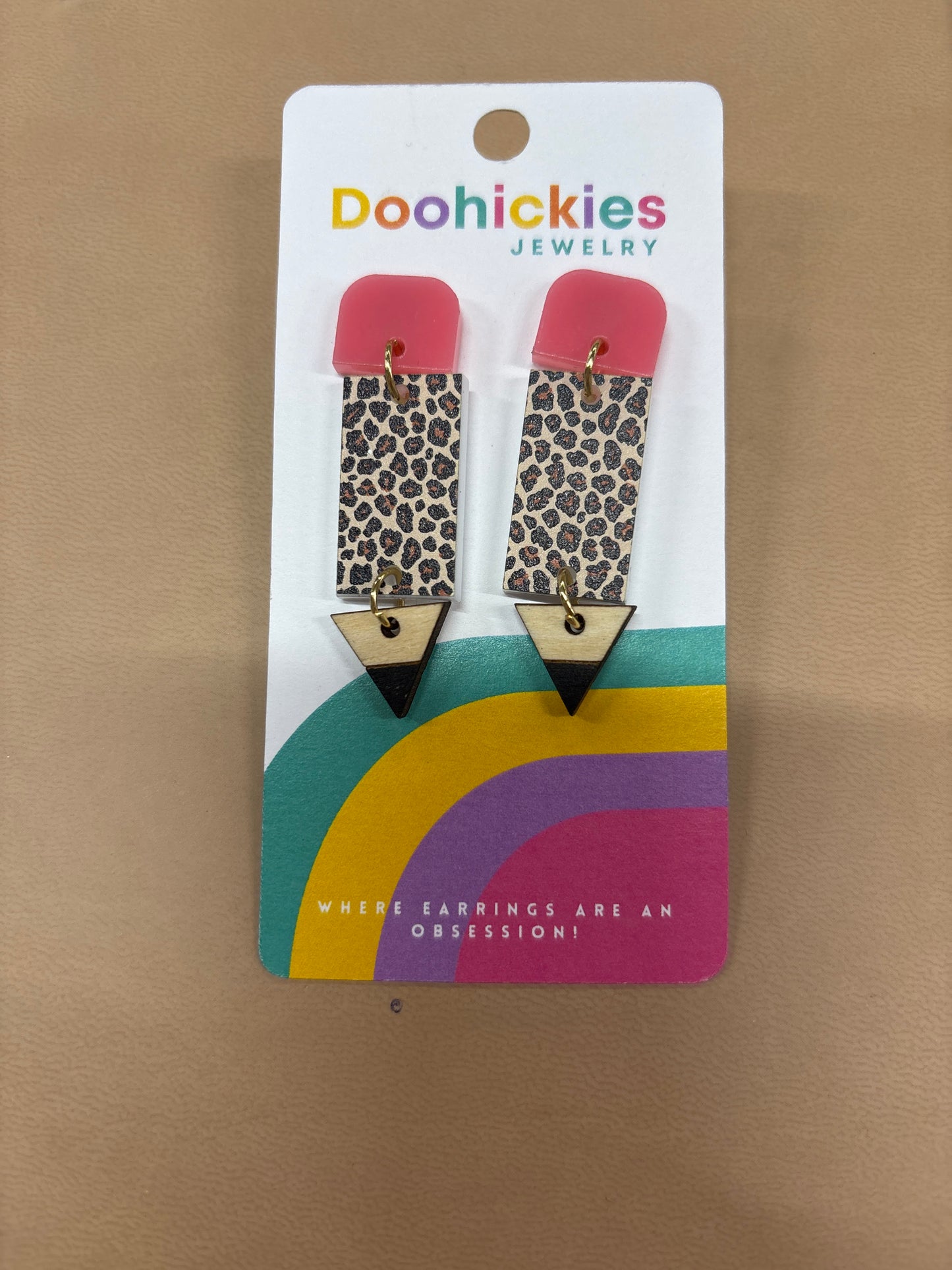 DOOHICKIES- 2" LIL PENCIL DANGLES-BOOK LEOPARD