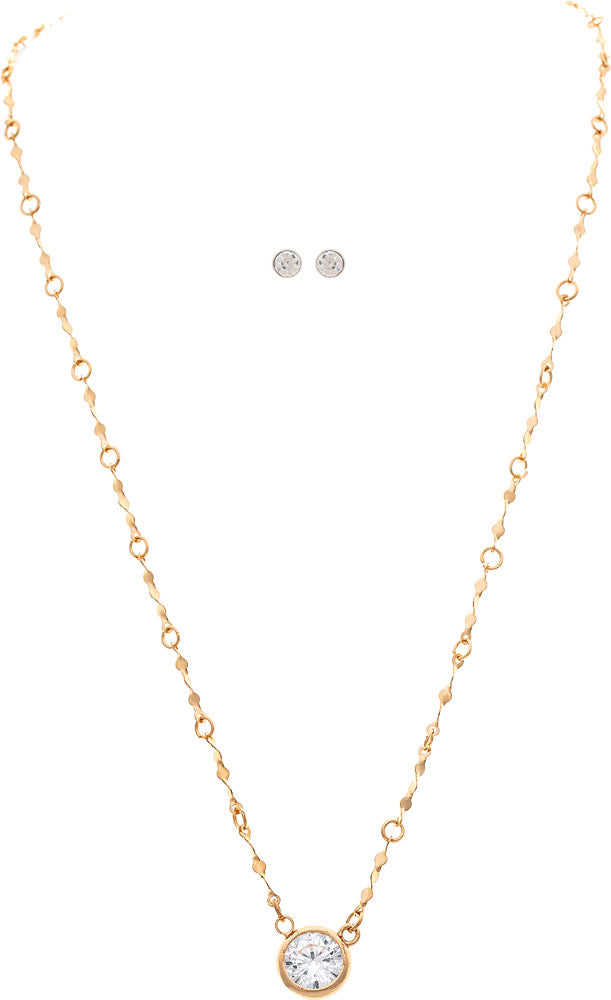 RAIN GOLD FRILLY CHAIN CZ CENTER NKS