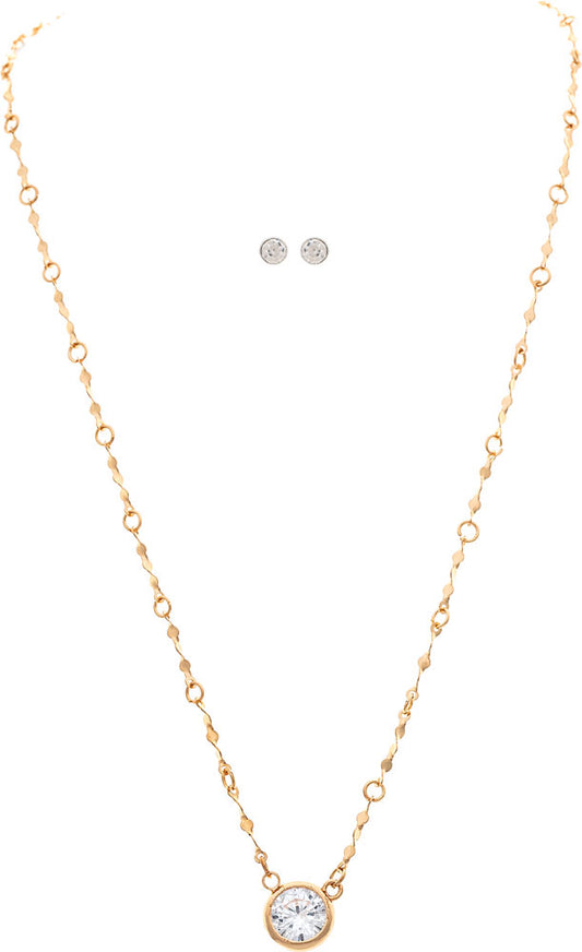 RAIN GOLD FRILLY CHAIN CZ CENTER NKS