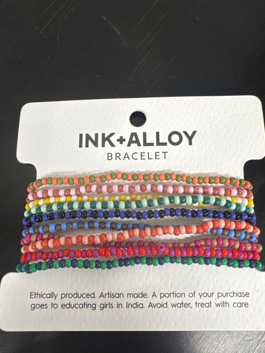 INK & ALLOY SAGE 2-TONE 10 STRAND STRETCH-MULTI BRACELETS