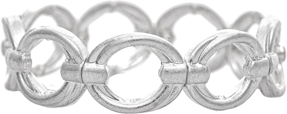 RAIN-OPEN LALYERED CIRCLE STRETCH BRACELET-SILVER