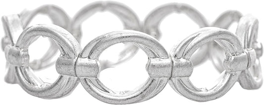 RAIN-OPEN LALYERED CIRCLE STRETCH BRACELET-SILVER