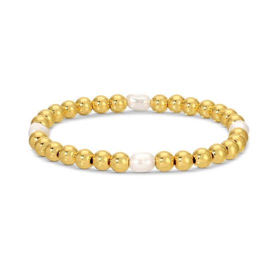 SPLENDID IRIS- GOLD STRETCH BRACELET W/ LARGE PEARL