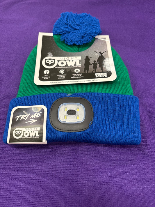 KIDS RECHARGABLE LED BEANIE-BLUE/GREEN