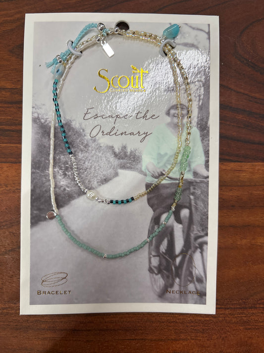 SCOUT MIXED MEDIA WRAP BR/NK- COURAGE/AMAZONITE-SILVER