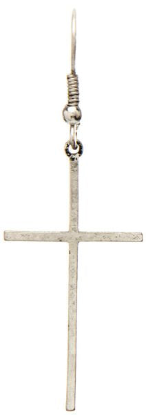 RAIN NARROW CROSS EARRING-SILVER