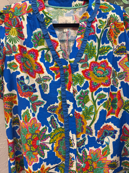 UMGEE-FLORAL TOP-BLUE- SMALL