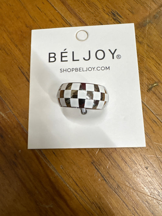 BELJOY RONNIE CHECKER RING-SILVER-SIZE 7