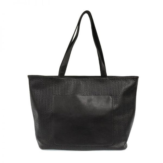 JOY BLACK WOVEN GETAWAY TOTE