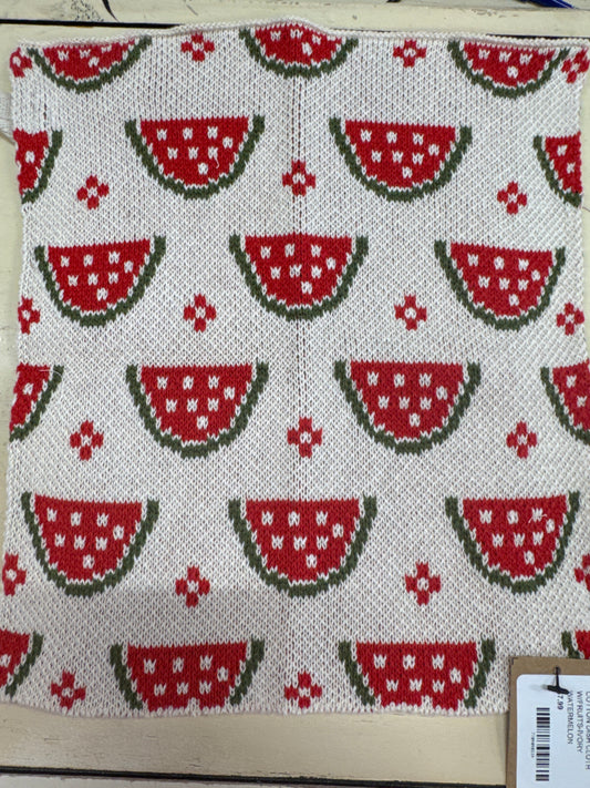 COTTON DISH CLOTH W/FRUITS-IVORY WATERMELON