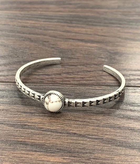 ISAC ROUND WHITE  CUFF BRACELET